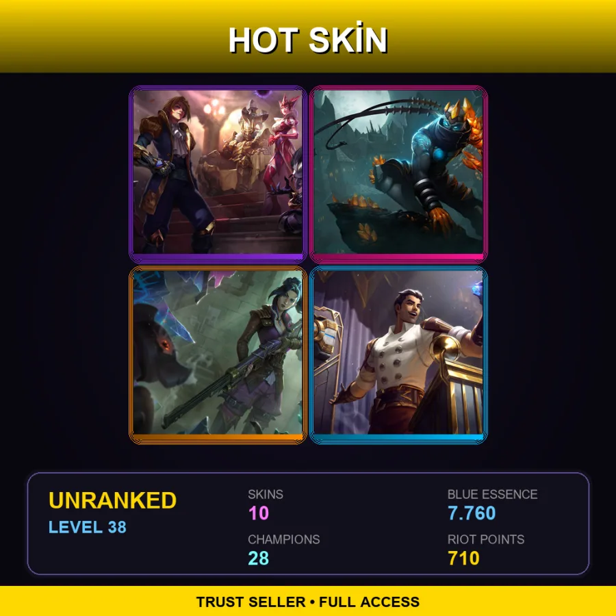 NA | Lv38 | Unranked | 10 Skin | 28 Champ — LoL account