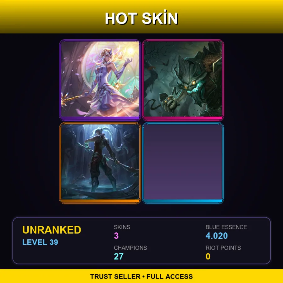 EUW | Lv39 | Unranked | 3 Skin | 27 Champ