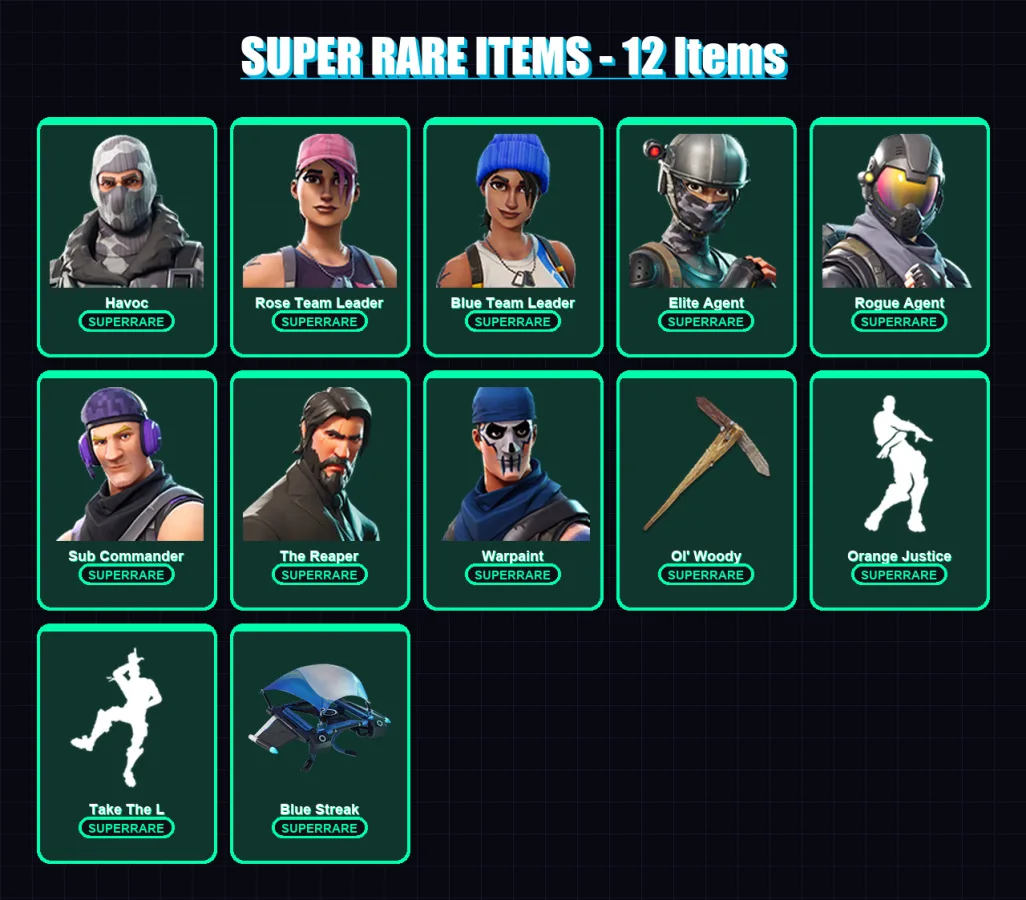 [PC/XBOX/PSN] | Havoc | Rose Team Leader | Blue Team Leader | Elite Agent | Rogue Agent | 49 skin | 50 pickaxe | 42 emote | 43 glider | Lv572