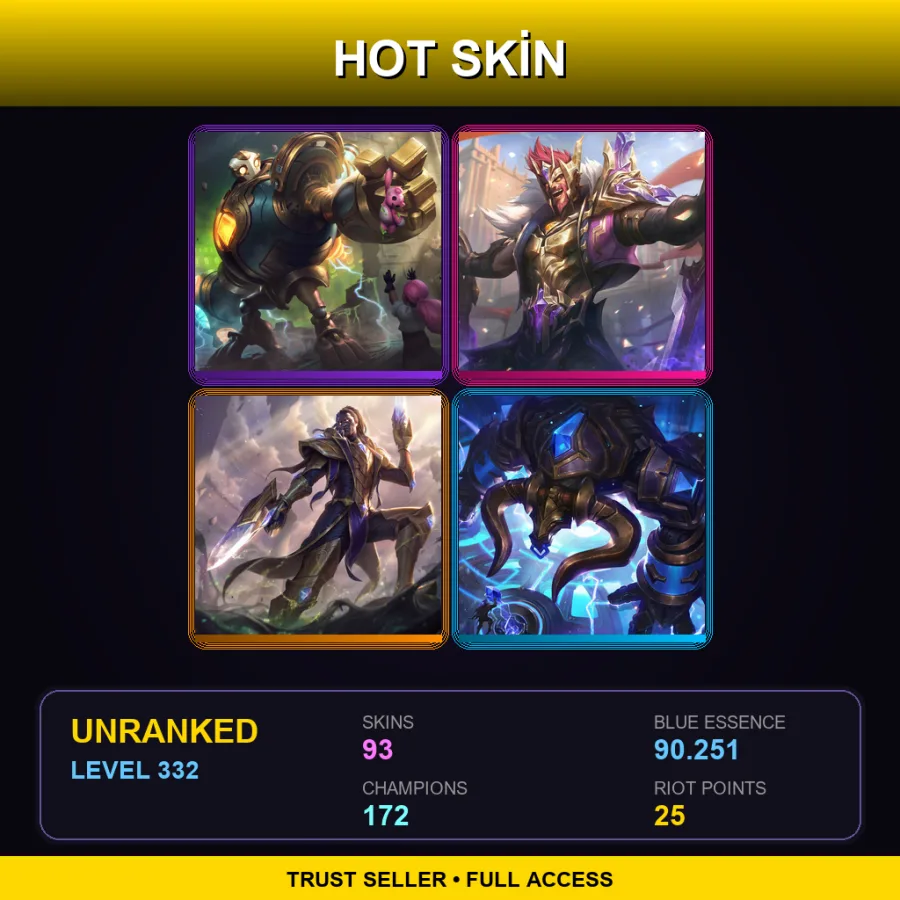 EUNE | Lv332 | Unranked | 93 Skin | 172 Champ — Hextech Alistar