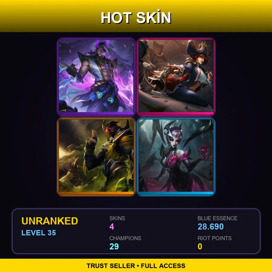 LAS | Spirit Blossom Varus | Waterloo Miss Fortune | Yellow Jacket Shen | Coven Elise | 4 Skin | 29 Champ | Lv35