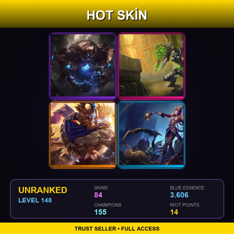 VN | Lv148 | Unranked | 84 Skin | 155 Champ — LoL account