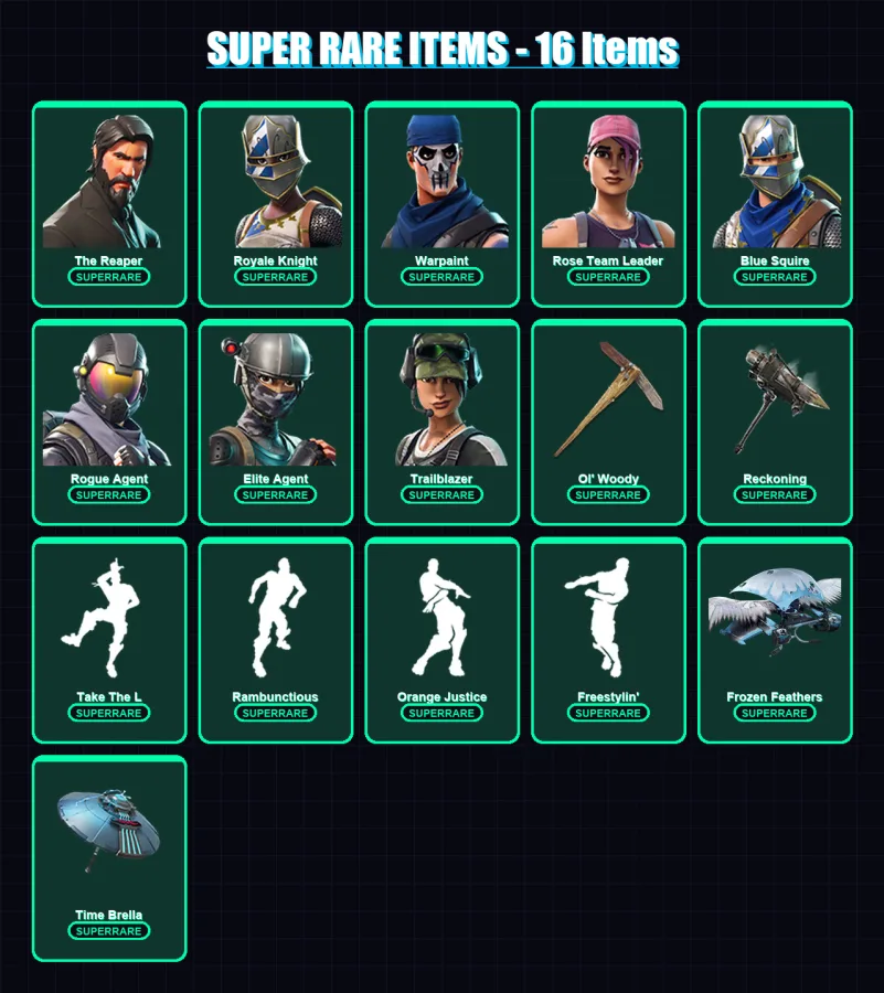 [PC] | The Reaper | Royale Knight | Warpaint | Rose Team Leader | Blue Squire | 137 skin | 134 pickaxe | 126 emote | 119 glider | Lv1839