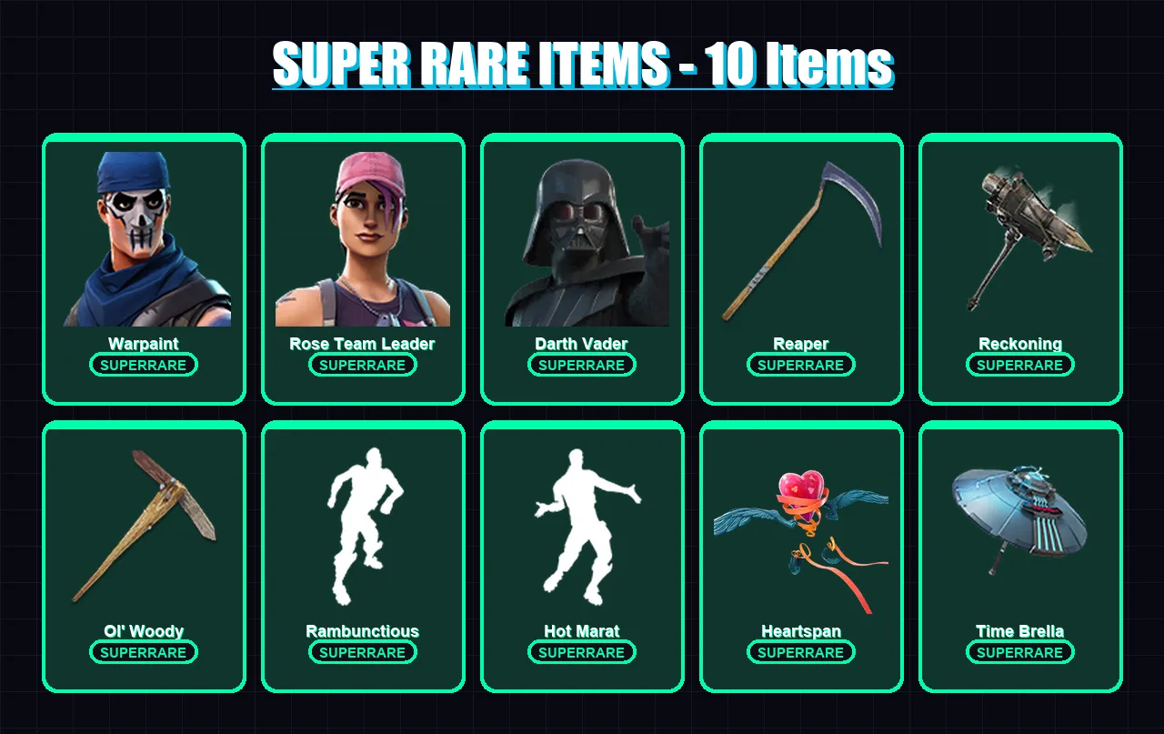 [PC/XBOX/PSN] | Warpaint | Rose Team Leader | Darth Vader | Omegarok | Gear Specialist Maya | 203 skin | 218 pickaxe | 157 emote | 199 glider | Lv21