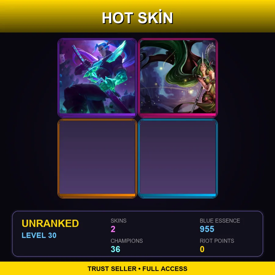 LAS | Lv30 | Unranked | 2 Skin | 36 Champ — LoL account