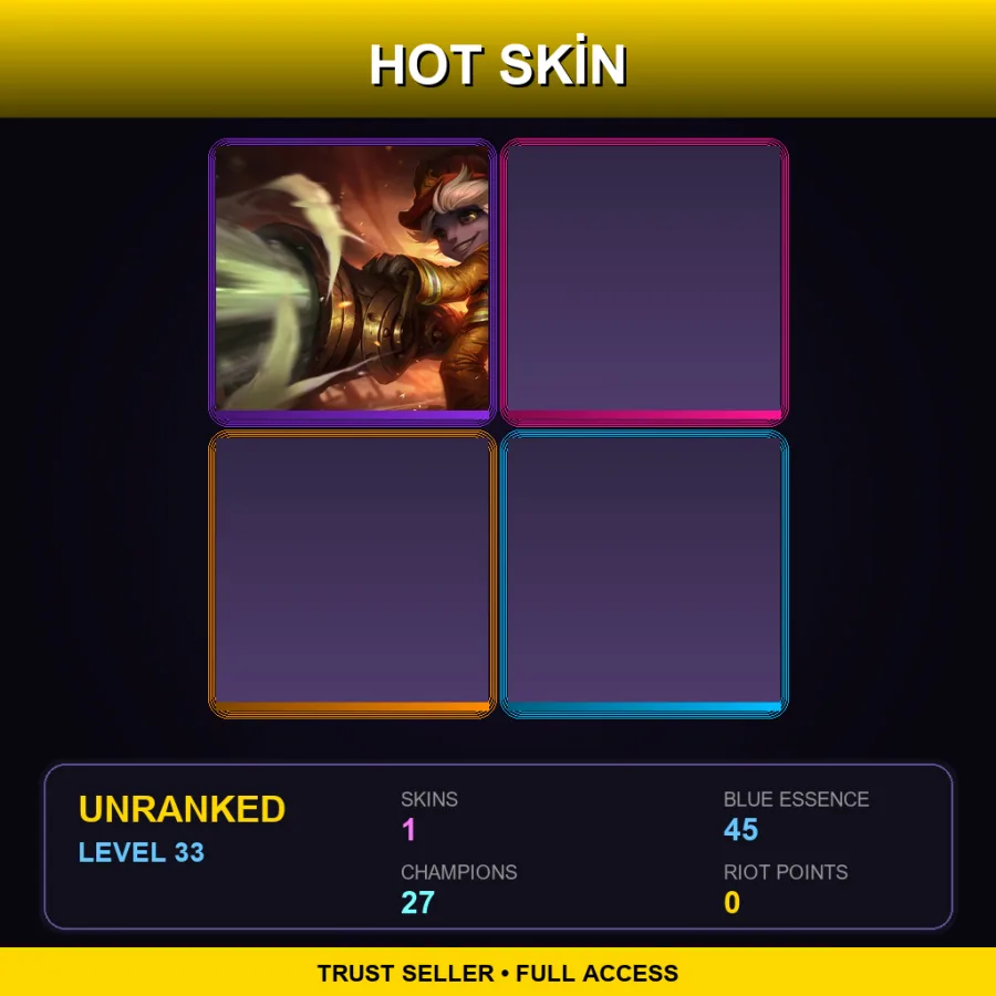 LAN | Lv33 | Unranked | 1 Skin | 27 Champ — LoL account