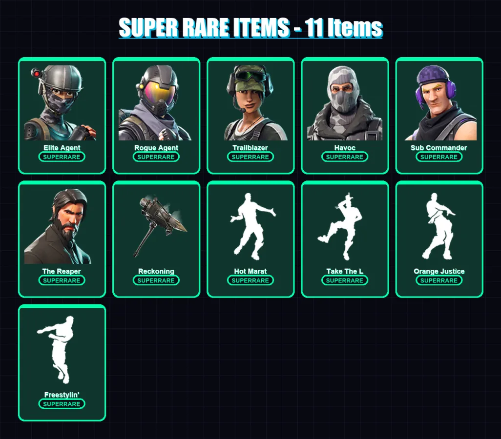 [PC/XBOX] | Elite Agent | Rogue Agent | Trailblazer | Havoc | Sub Commander | 47 skin | 23 pickaxe | 26 emote | 27 glider | Lv332