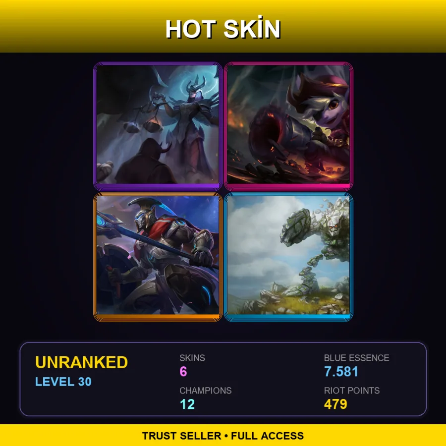 EUW | Lv30 | Unranked | 6 Skin | 12 Champ