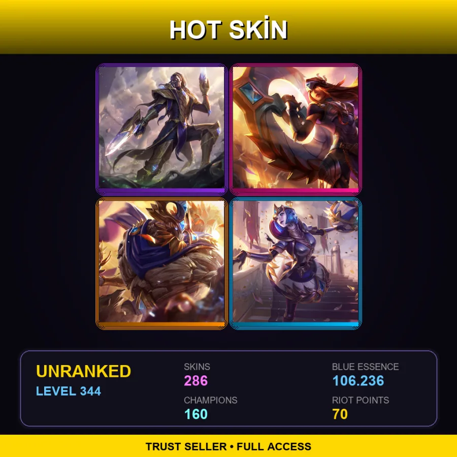 VN | Lv344 | Unranked | 286 Skin | 160 Champ