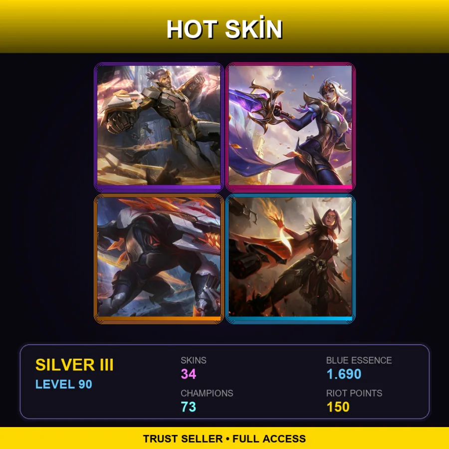 EUNE | Lv90 | Silver III | 34 Skin | 73 Champ
