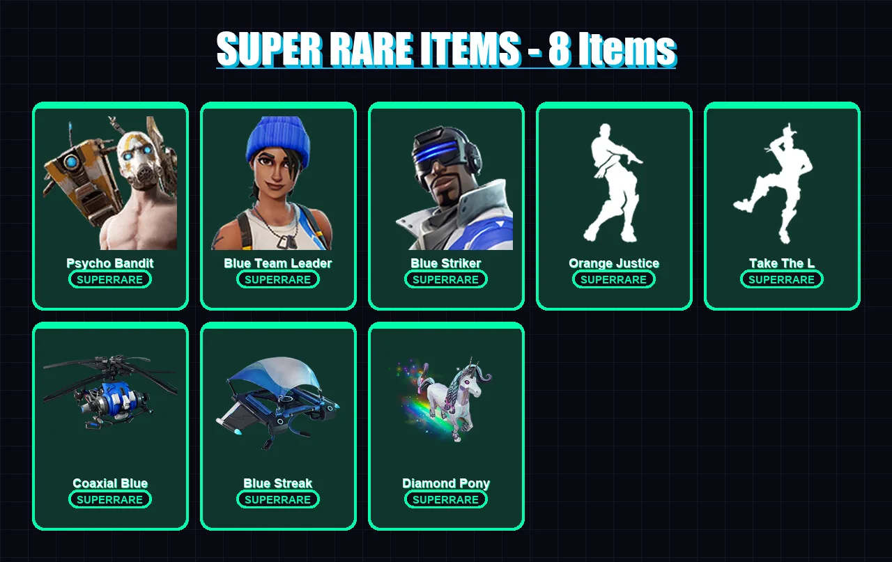 [PS4/PS5/XBOX/PC] | Psycho Bandit | Blue Team Leader | Blue Striker | Carbide | Dark Voyager | 10 skin | 6 pickaxe | 8 emote | 12 glider | Lv107