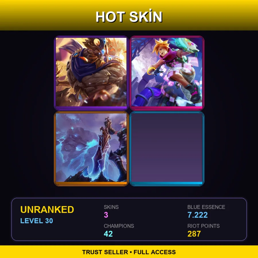 TW | Lv30 | Unranked | 3 Skin | 42 Champ