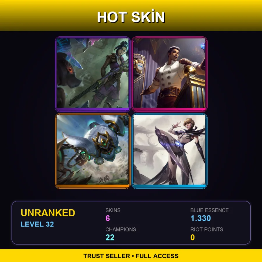 EUW | Lv32 | Unranked | 6 Skin | 22 Champ