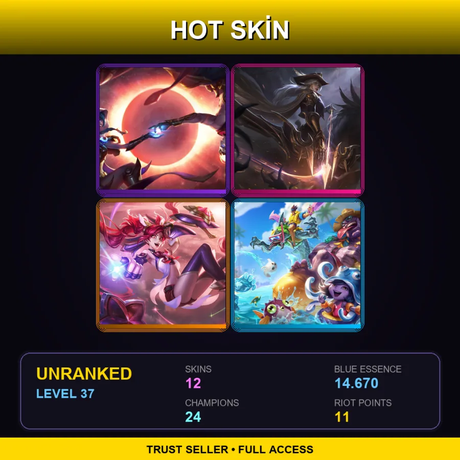 LAN | Lv37 | Unranked | 12 Skin | 24 Champ — Amethyst Ashe