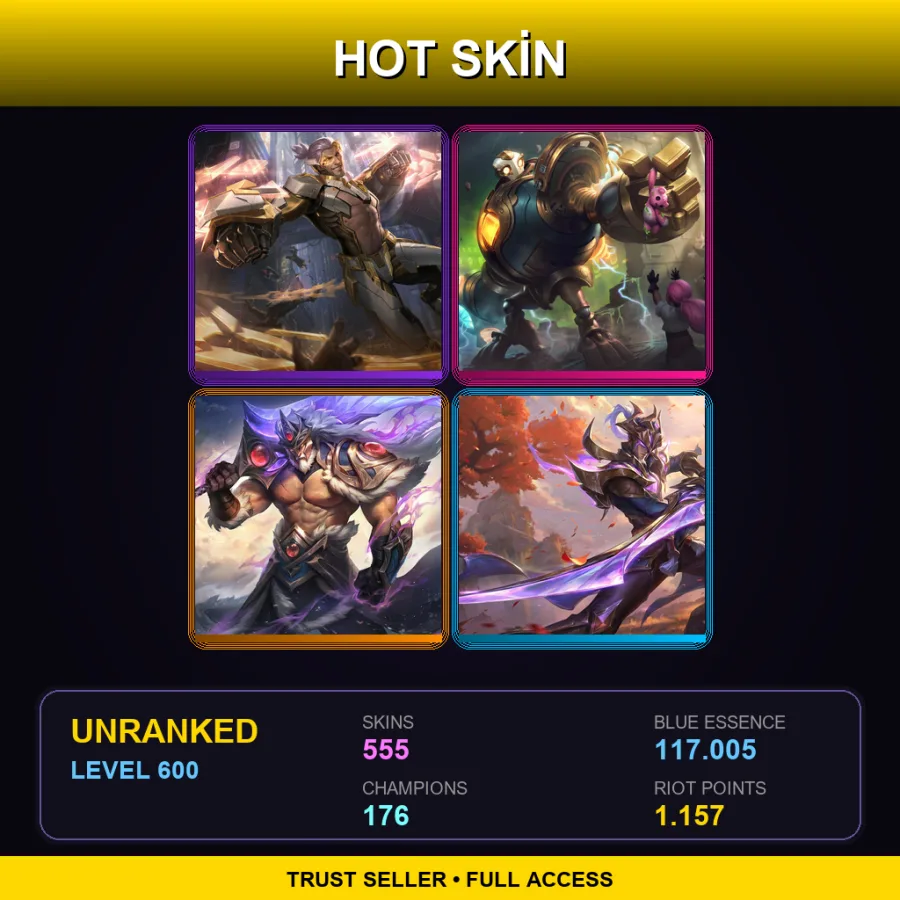 TR | Lv600 | Unranked | 555 Skin | 176 Champ