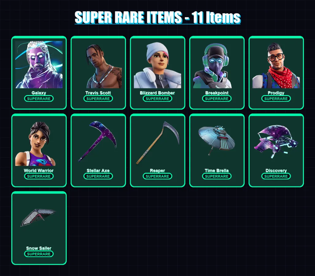 [PS4/PS5/XBOX/PC] | Galaxy | Travis Scott | Blizzard Bomber | Breakpoint | Prodigy | 110 skin | 115 pickaxe | 103 emote | 113 glider | Lv1361