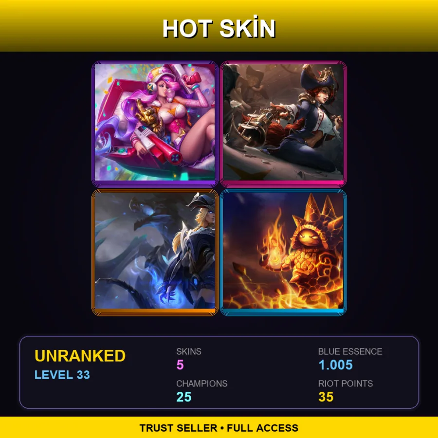 EUW | Lv33 | Unranked | 5 Skin | 25 Champ