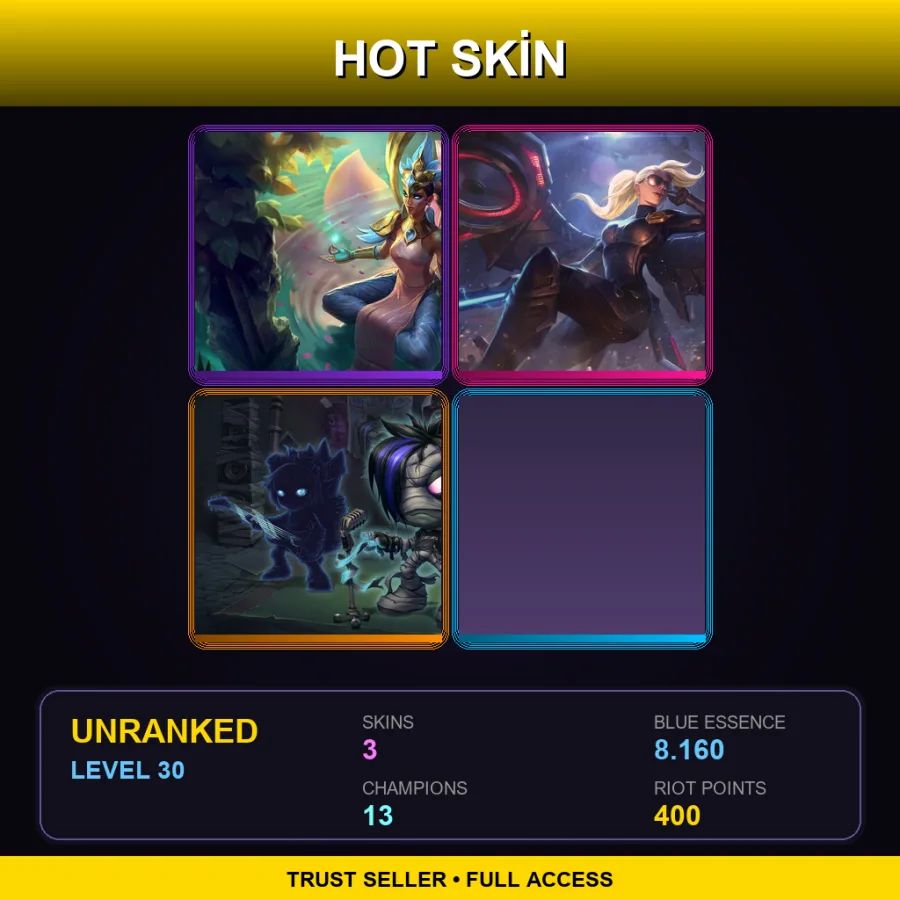LAN | Lv30 | Unranked | 3 Skin | 13 Champ