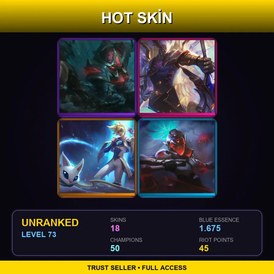 EUW | Lv73 | Unranked | 18 Skin | 50 Champ — LoL account