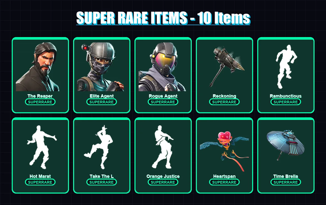 [PS4/PS5/PC] | The Reaper | Elite Agent | Rogue Agent | Blackheart | Valeria | 81 skin | 93 pickaxe | 106 emote | 100 glider | Lv1660 — Fortnite account