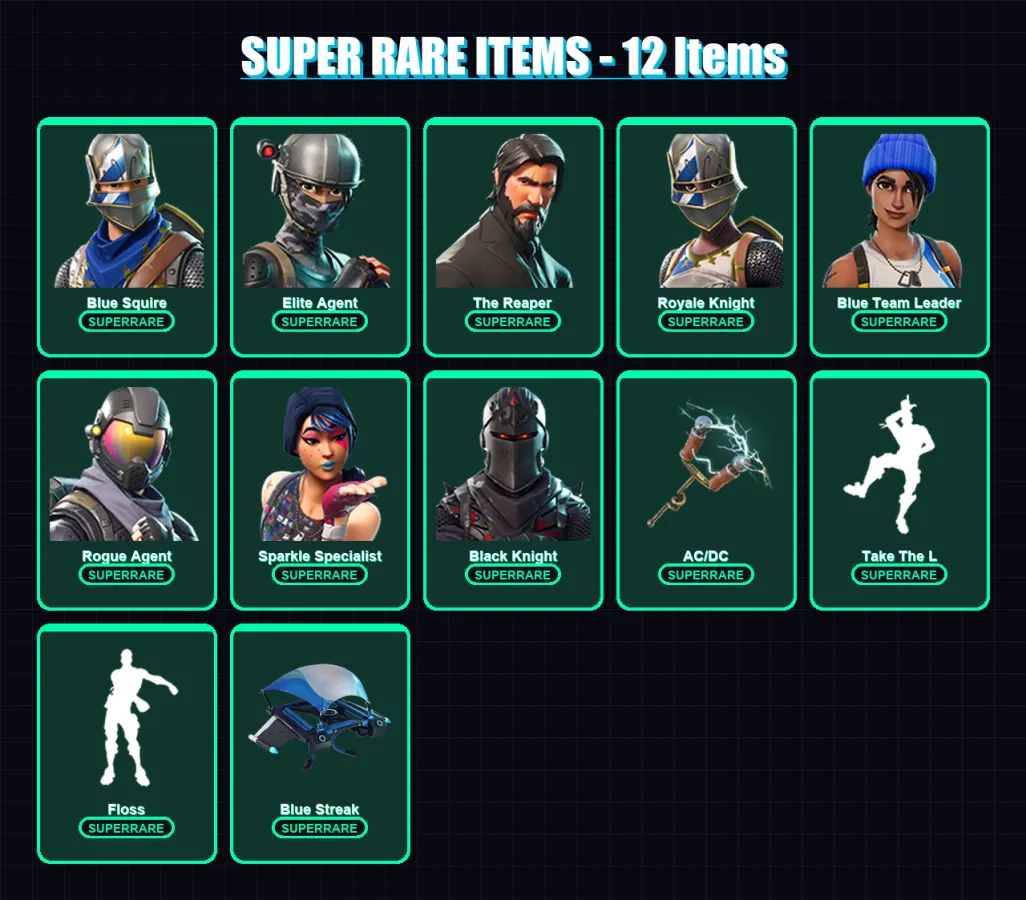 [PC/PSN] | Blue Squire | Elite Agent | The Reaper | Royale Knight | Blue Team Leader | 52 skin | 64 pickaxe | 60 emote | 72 glider | Lv1355 — Game account