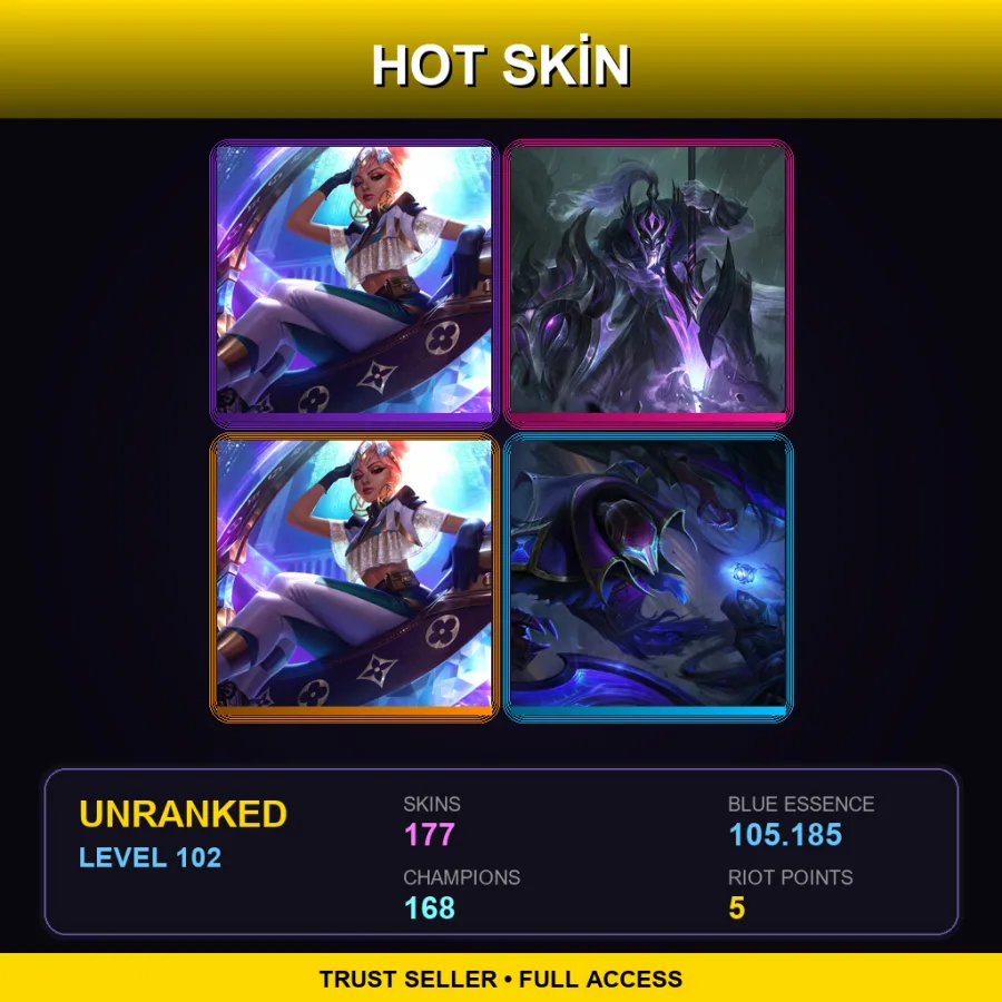 VN | Lv102 | Unranked | 177 Skin | 168 Champ