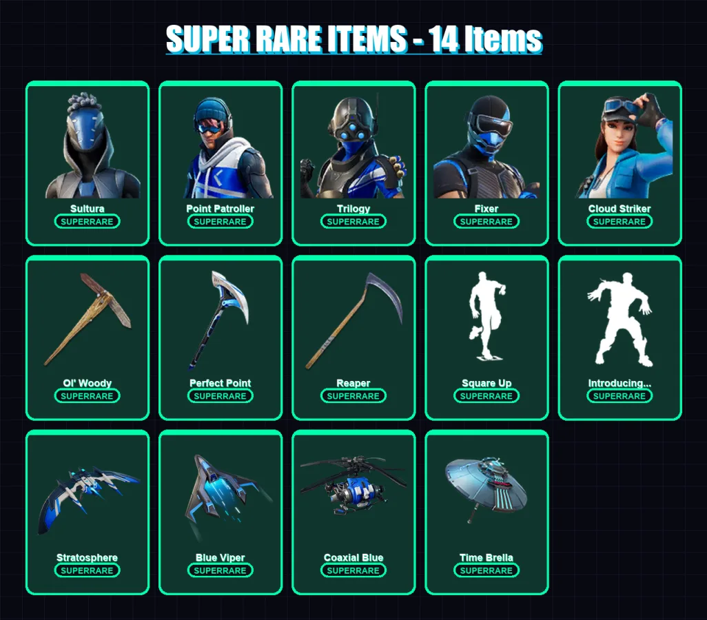 [PC/XBOX] | Sultura | Point Patroller | Trilogy | Fixer | Cloud Striker | 142 skin | 190 pickaxe | 152 emote | 138 glider | Lv2150