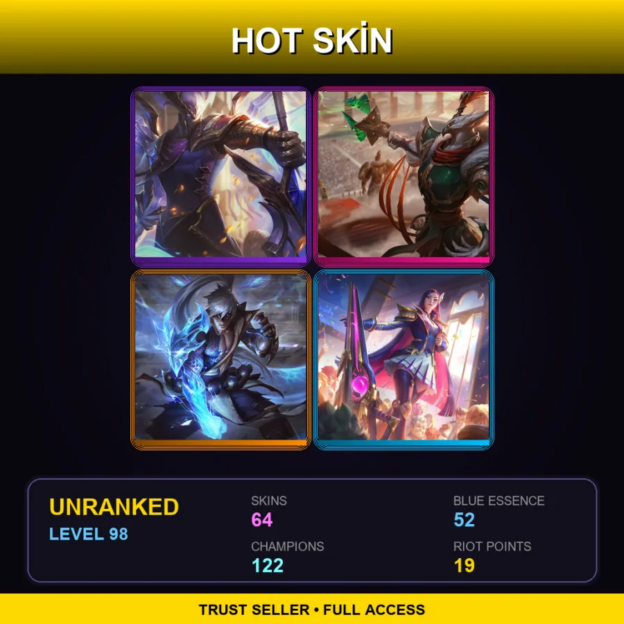 SG | Lv98 | Unranked | 64 Skin | 122 Champ