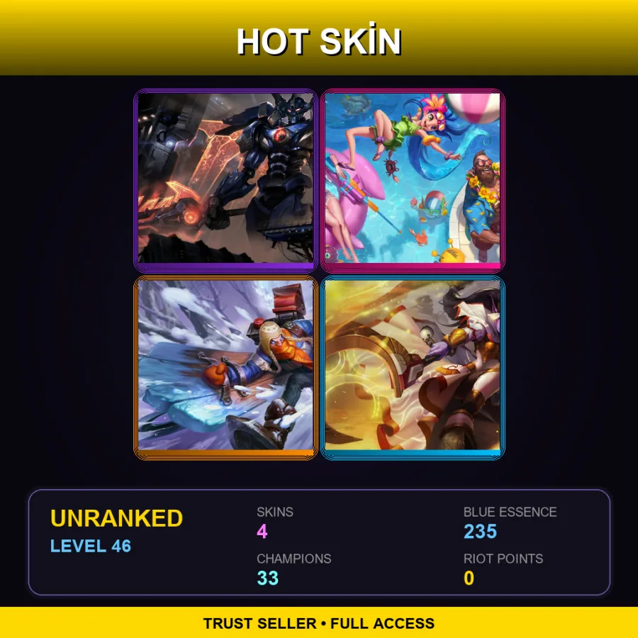EUW | Lv46 | Unranked | 4 Skin | 33 Champ