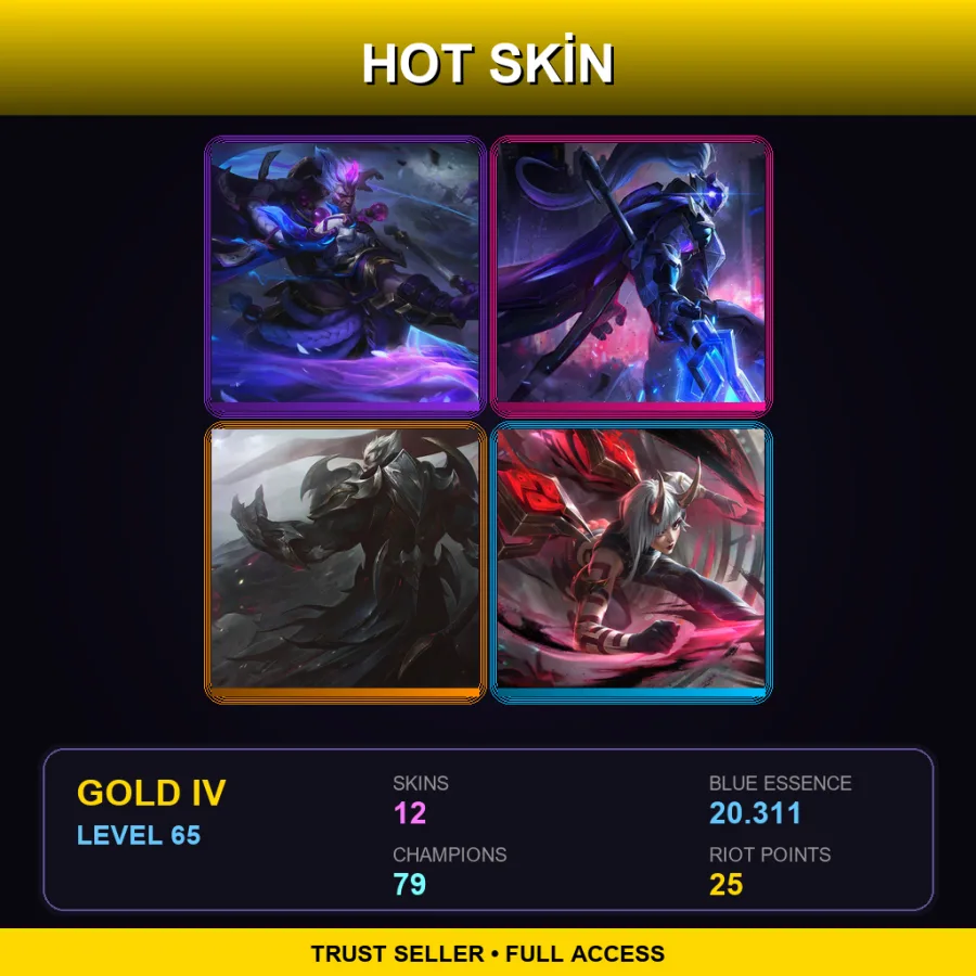 TR | Lv65 | Gold IV | 12 Skin | 79 Champ — LoL account