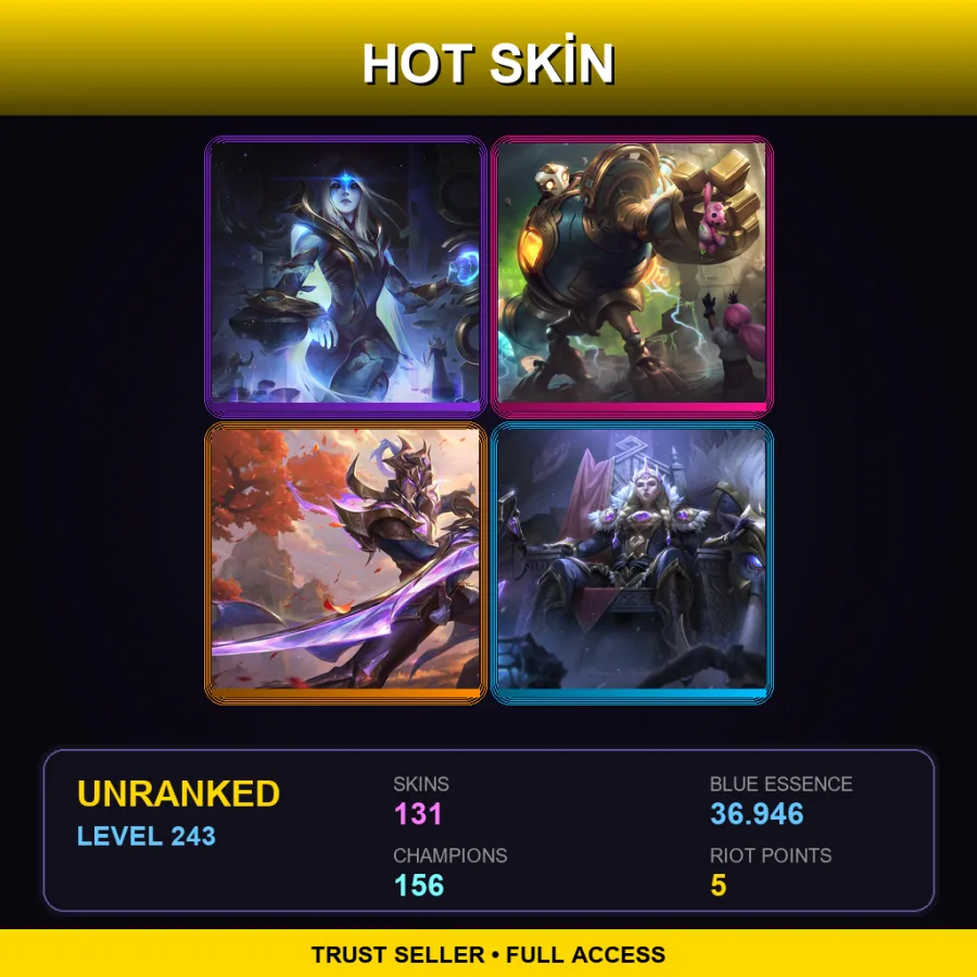 EUW | Lv243 | Unranked | 131 Skin | 156 Champ