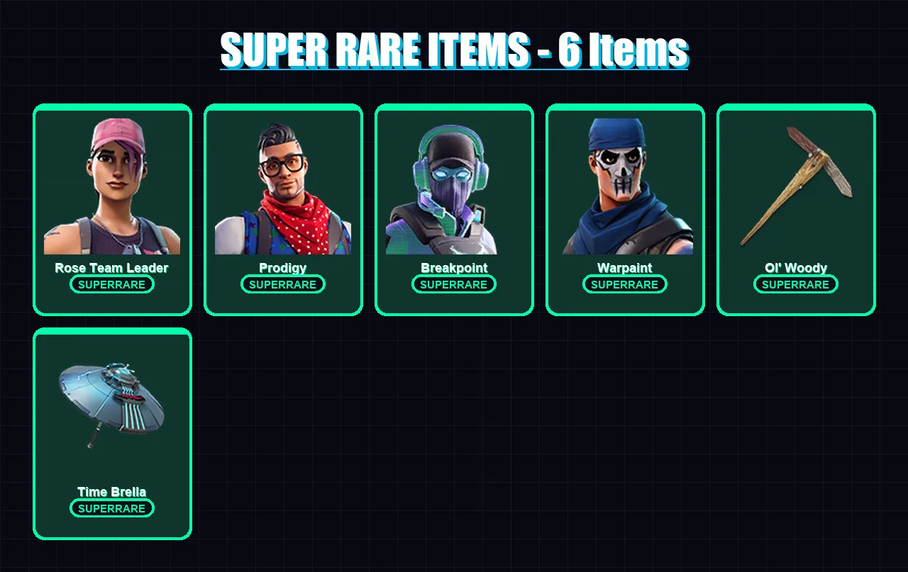 [PS4/PS5/XBOX/PC] | Rose Team Leader | Prodigy | Breakpoint | Warpaint | Fallen Love Ranger | 66 skin | 58 pickaxe | 79 emote | 65 glider | Lv578