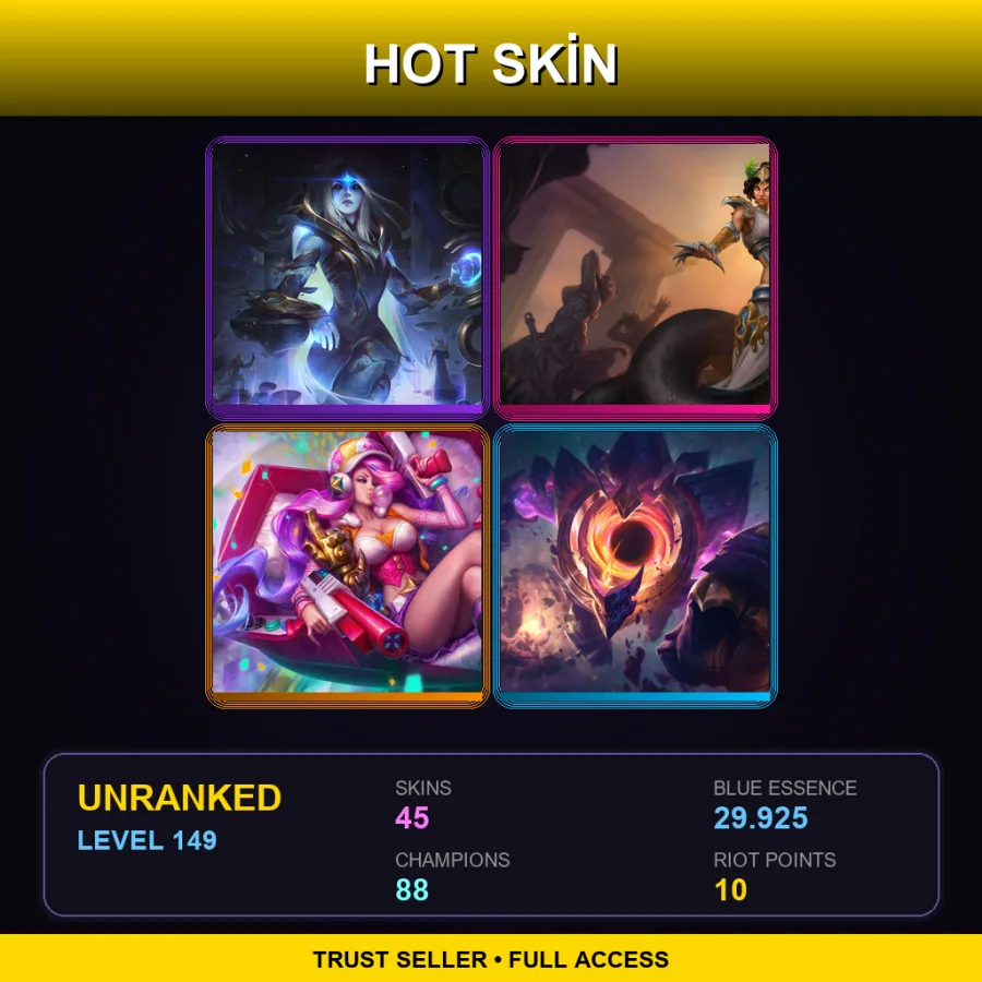 EUNE | Lv149 | Unranked | 45 Skin | 88 Champ — Mythic Cassiopeia