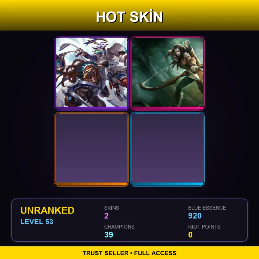 EUW | Lv53 | Unranked | 2 Skin | 39 Champ