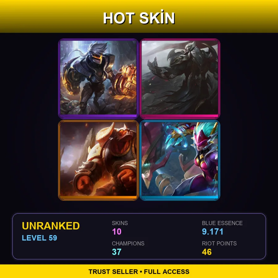 LAN | Lv59 | Unranked | 10 Skin | 37 Champ — Meowkai