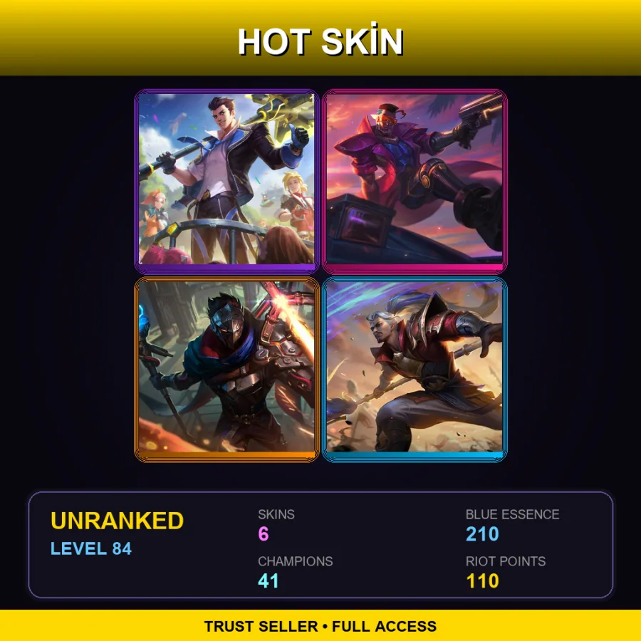 TR | Lv84 | Unranked | 6 Skin | 41 Champ — LoL account