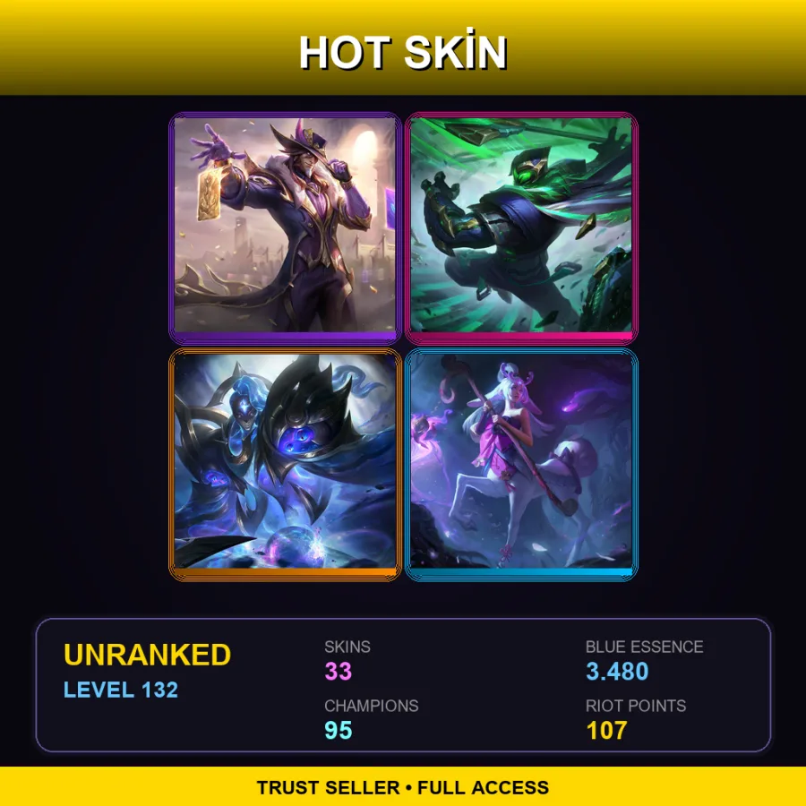 NA | Lv132 | Unranked | 33 Skin | 95 Champ