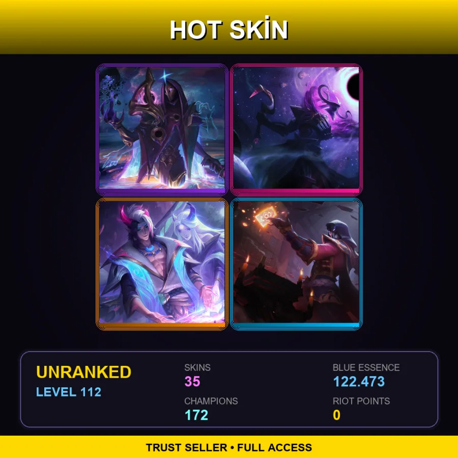 SG | Lv112 | Unranked | 35 Skin | 172 Champ — LoL account