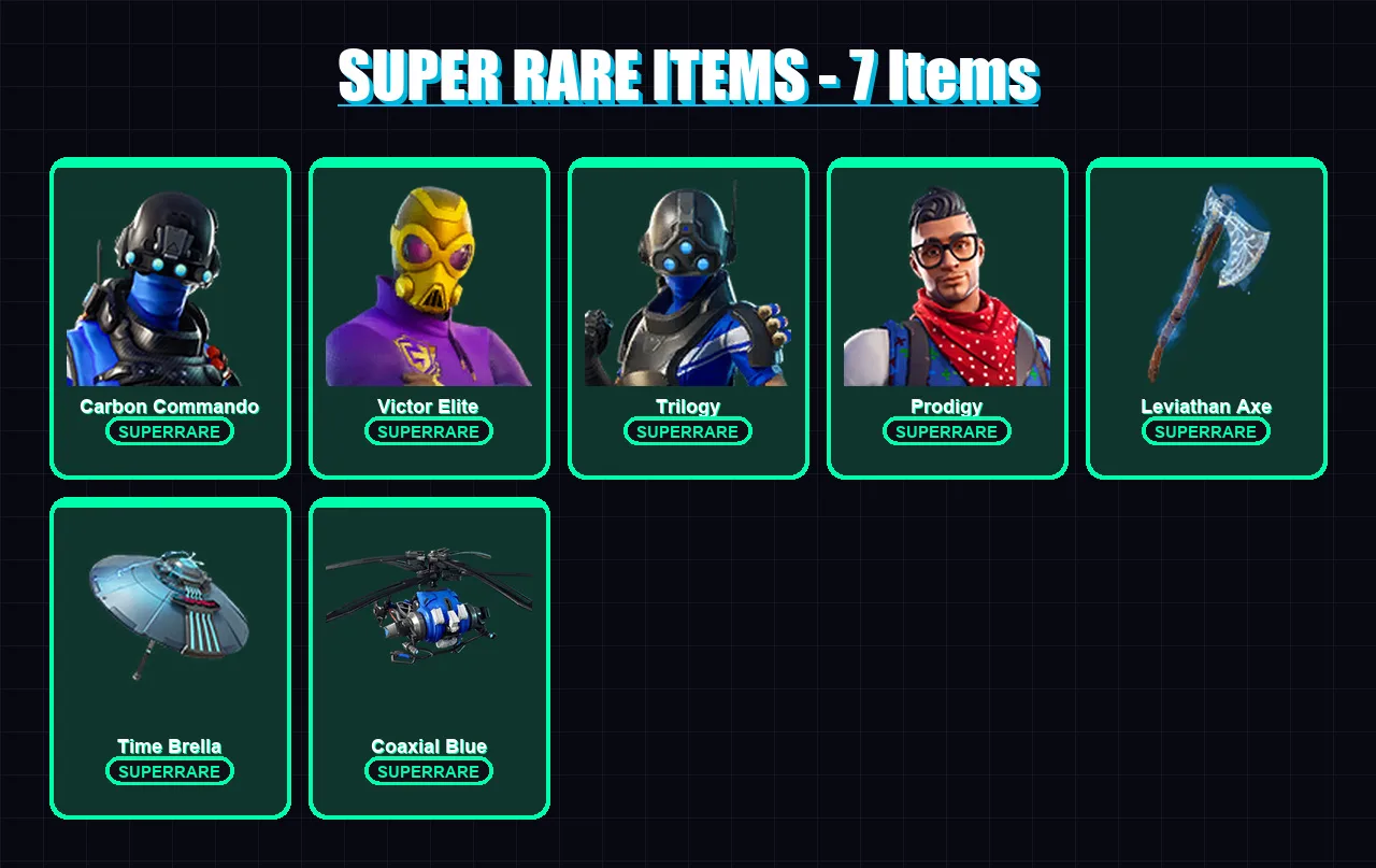[PC/XBOX] | Carbon Commando | Victor Elite | Trilogy | Prodigy | Midas | 116 skin | 131 pickaxe | 115 emote | 130 glider | Lv1892
