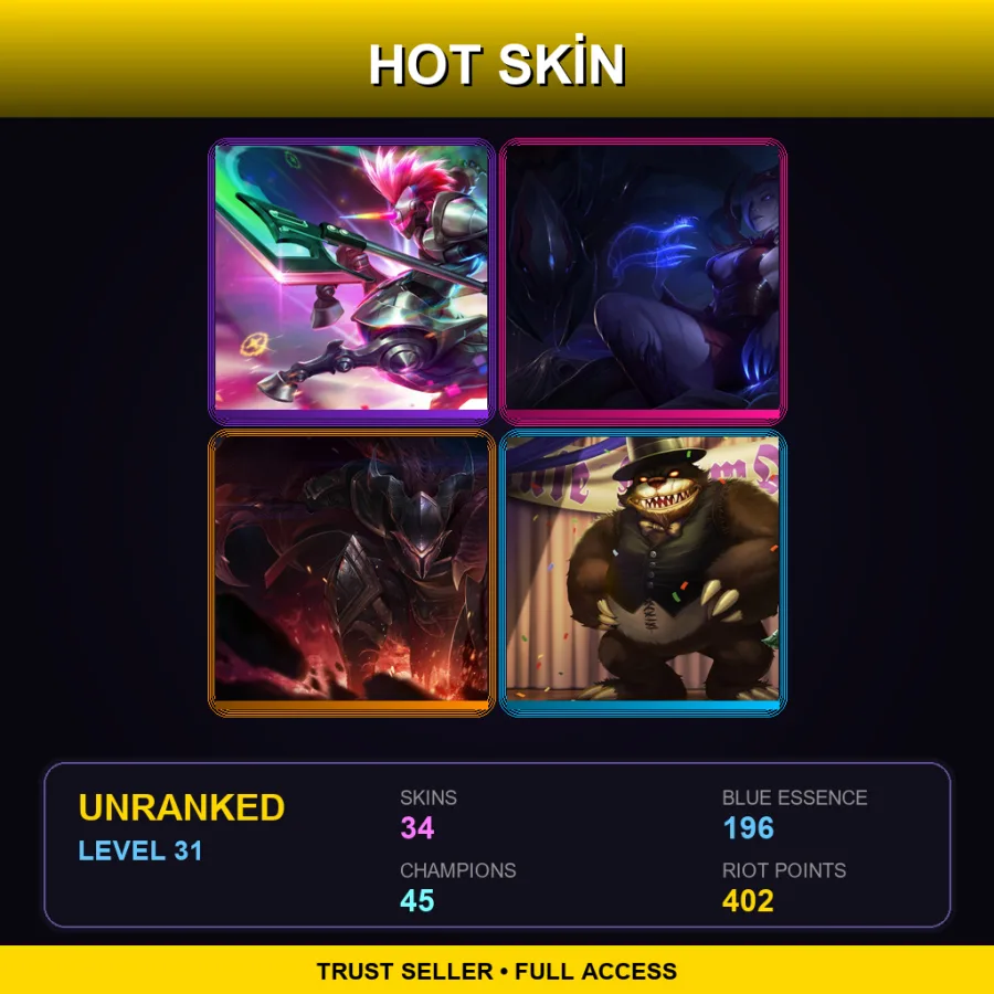 EUW | Lv31 | Unranked | 34 Skin | 45 Champ