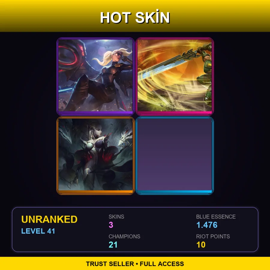 LAS | Lv41 | Unranked | 3 Skin | 21 Champ — LoL account