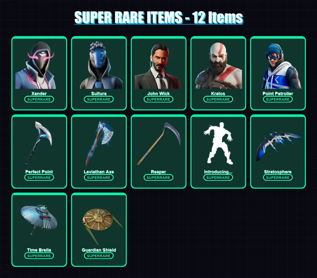 [PC/XBOX/PSN] | Xander | Sultura | John Wick | Kratos | Point Patroller | 181 skin | 224 pickaxe | 136 emote | 161 glider | Lv2548