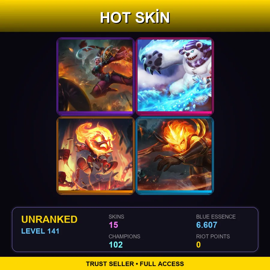BR | Lv141 | Unranked | 15 Skin | 102 Champ — LoL account