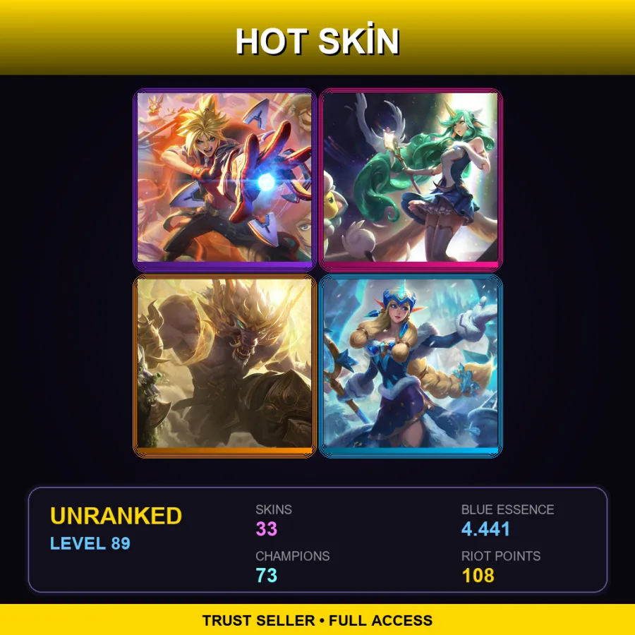 EUW | Lv89 | Unranked | 33 Skin | 73 Champ
