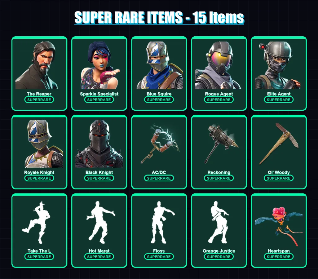 [PC/XBOX/PSN] | The Reaper | Sparkle Specialist | Blue Squire | Rogue Agent | Elite Agent | 155 skin | 177 pickaxe | 147 emote | 123 glider | Lv1648