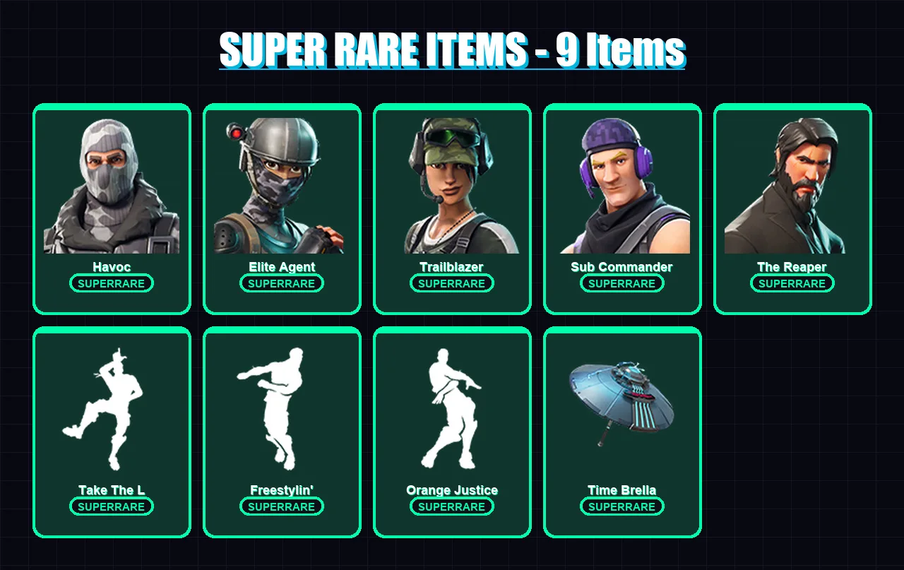 [PC/XBOX/PSN] | Havoc | Elite Agent | Trailblazer | Sub Commander | The Reaper | 61 skin | 104 pickaxe | 71 emote | 81 glider | Lv1310 — Fortnite account