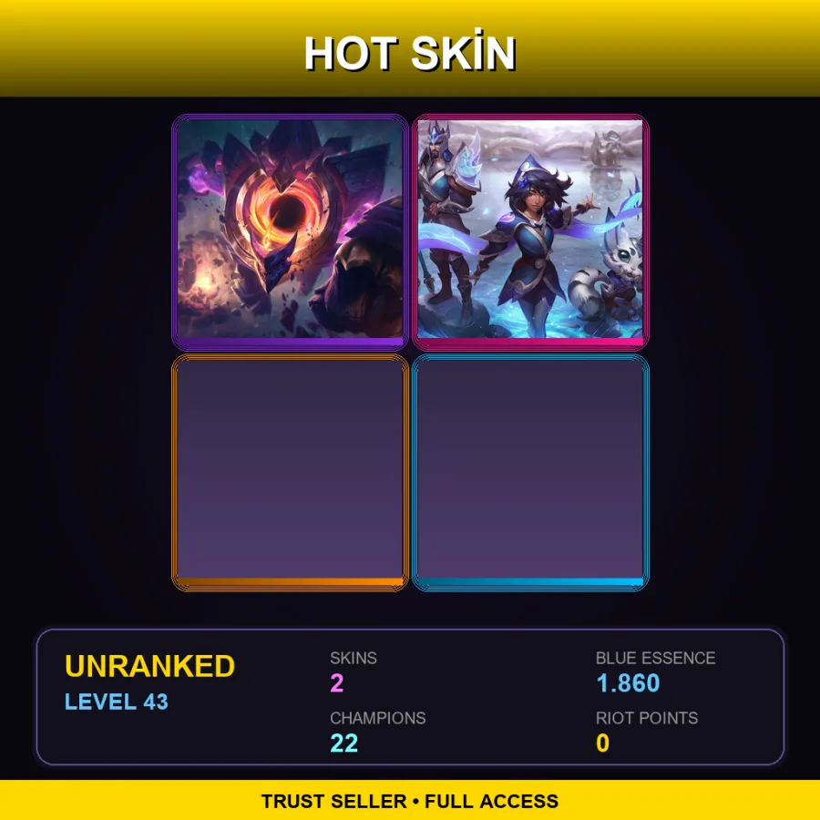 EUNE | Dark Star Malphite | SSG Xayah | 2 Skin | 22 Champ | Lv43
