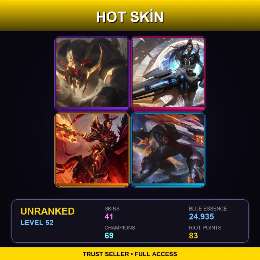 BR | Lv52 | Unranked | 41 Skin | 69 Champ — LoL account