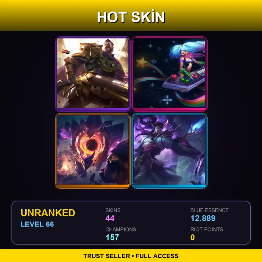 VN | Lv66 | Unranked | 44 Skin | 157 Champ