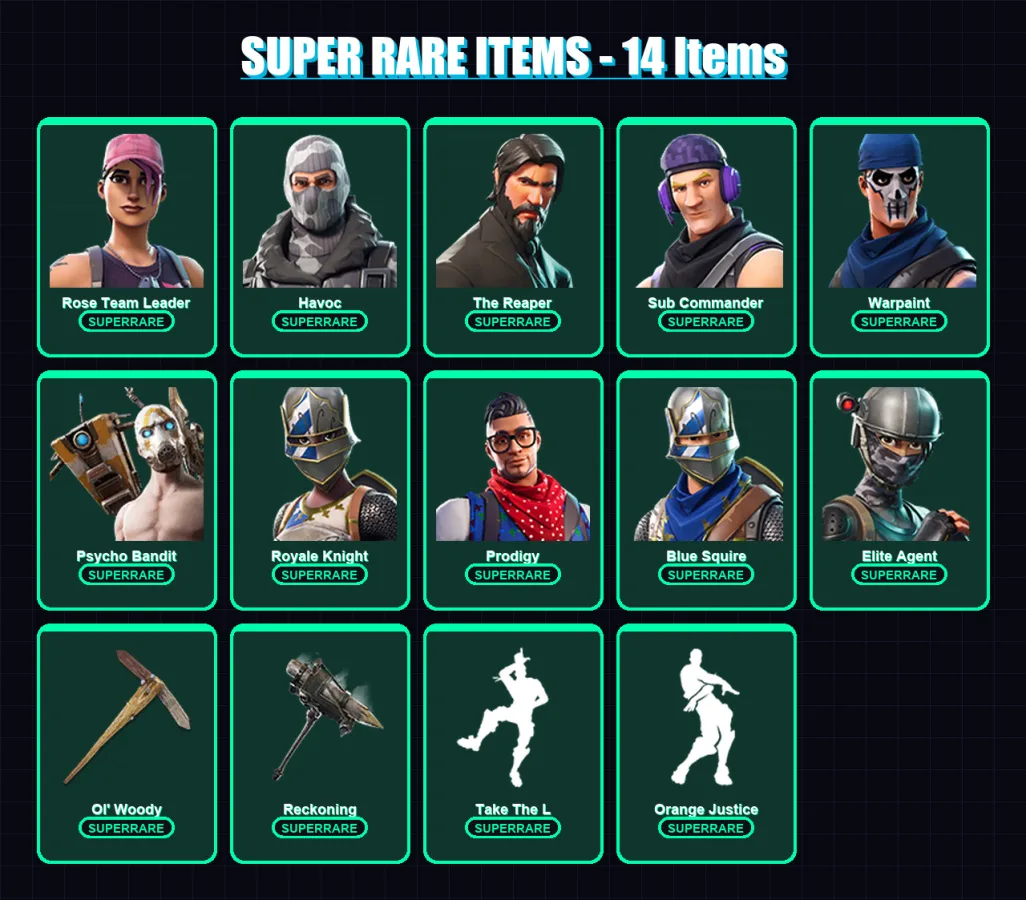 [PS4/PS5/XBOX/PC] | Rose Team Leader | Havoc | The Reaper | Sub Commander | Warpaint | 56 skin | 48 pickaxe | 56 emote | 60 glider | Lv886 — Fortnite account
